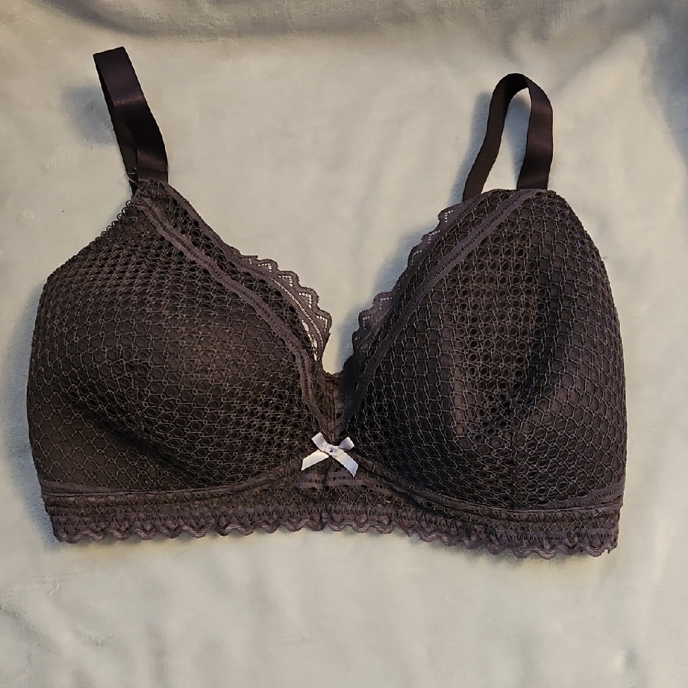 Seraphine Mesh Lace Bra in Dark Gray